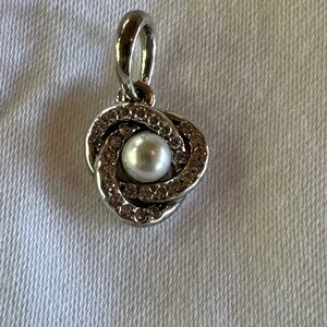 Pandora Silver Pearl and Crystal  pendant or Charm